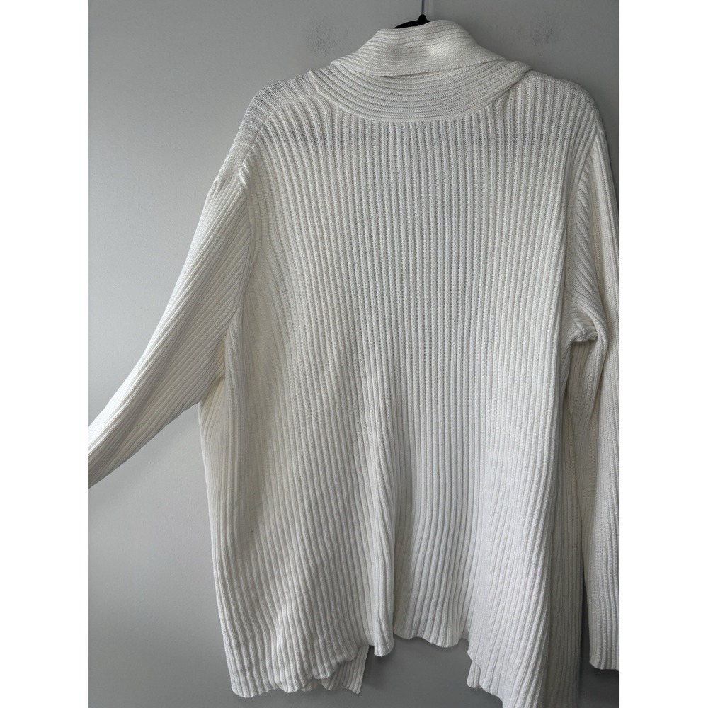 Lauren Ralph Lauren White Ribbed Open-Front Cardigan - Picture 7 of 8